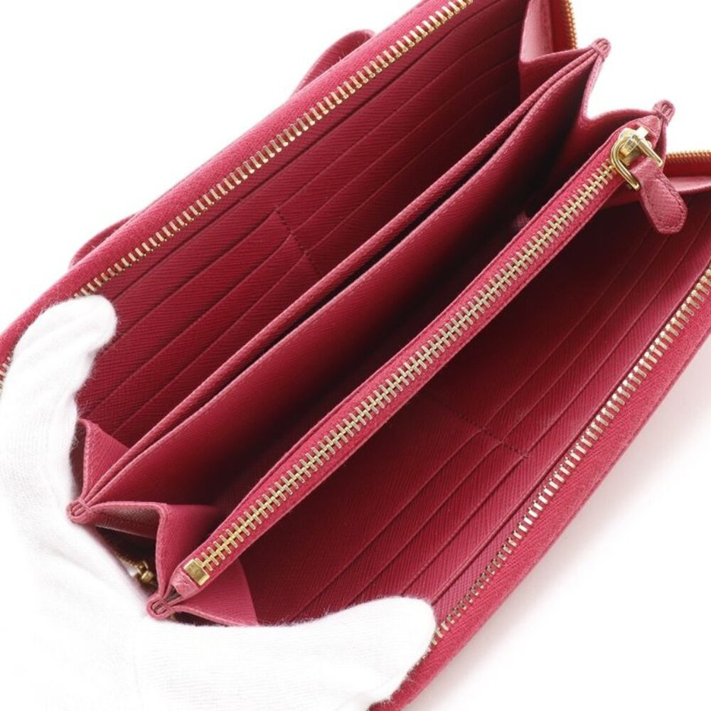 Prada Ribbon 1 Ml506 Saffiano Peonia Pink Long Wallet - Picture 6 of 10